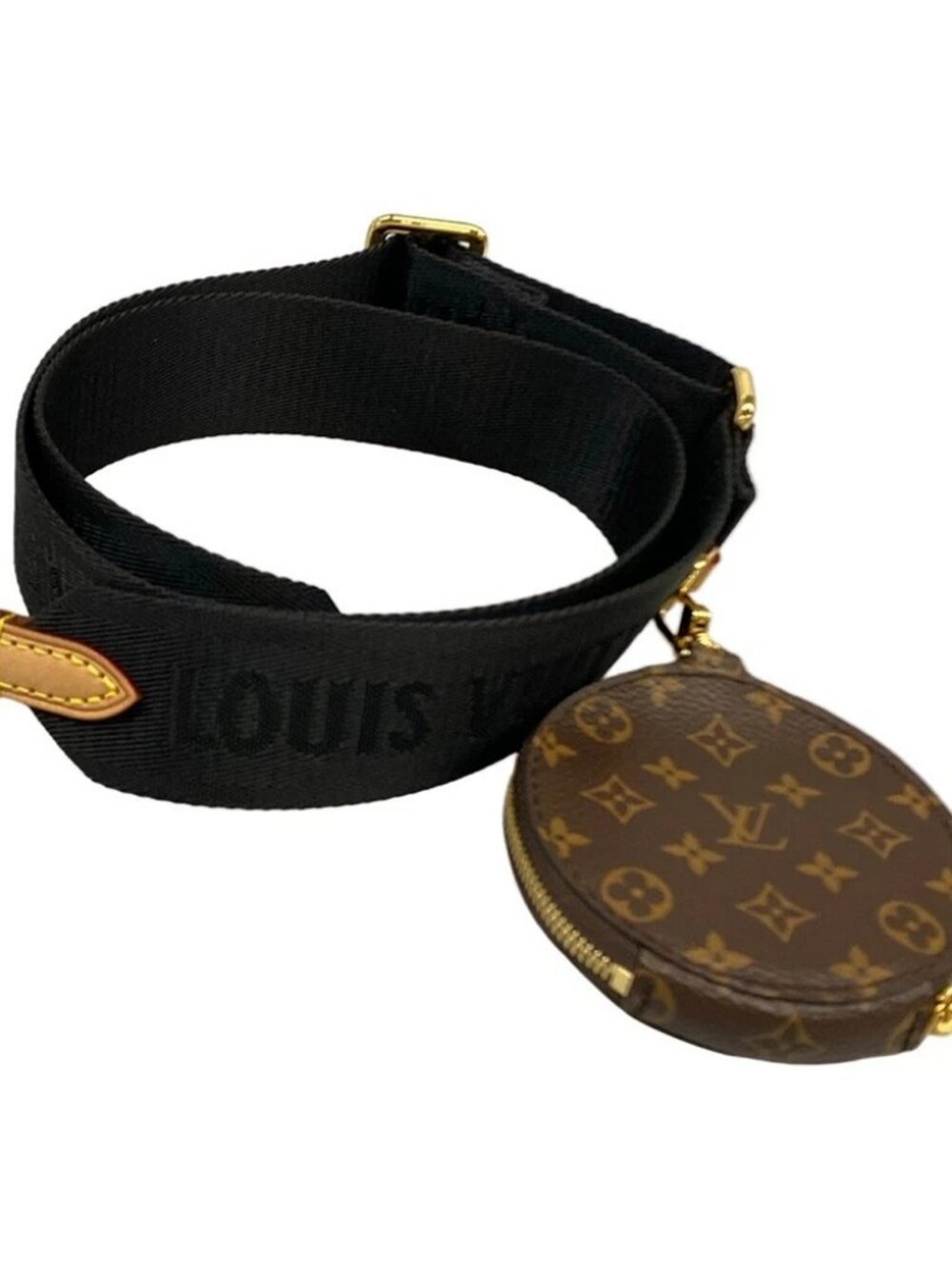 LOUIS VUITTON Shoulder strap (width 4CM) J02487 Noir Monogram RFID : confirmed